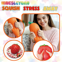 Jouet Squishy Géant Fraise, à Rebond Lent, en TPR Souple, Anti-Stress, Forme de Fruit Réel, Jouet Sensoriel Fidget