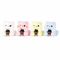 Jouet Squishy Chat Qui Cligne des Yeux et Tient une Tasse de Café à Montée Lente, Adorable Chaton Anti-Stress, Jouet Sensoriel à Presser, Décoration de Bureau et Cadeau de Fête