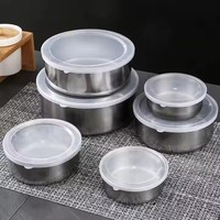Boîte à lunch anti-fuite 5 pièces en acier inoxydable épaissi avec couvercle pour la conservation des aliments, idéale pour la cuisine et le réfrigérateur