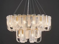 Lustre d'art moderne Cuit en forme de U Pièce incurvée Verre Cadre en cuivre Lustre de salon