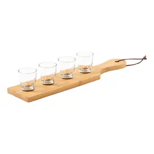 Direct Selling Bamboo Serving Trays Wine Display Holder Beer Bamboo Cup Tray for Restaurants Bars