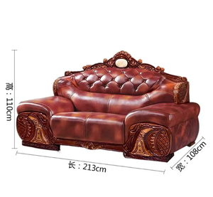 Moderno Juego de Sofás de Cuero Genuino Beno de Estilo Europeo para Sala de Estar, de Cuatro Plazas, de Alta Gama, con Madera Sólida de Lujo - Product Image 6