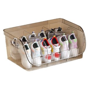 Shoe Storage Box With Dividers Stackable Multi Functional Organizer For Home Use Rectangle Solid Color Standing Type - Product Image 1
