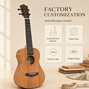 Ukelele de Caoba Maciza de 23 Pulgadas (Soprano) y 26 Pulgadas (Concierto), Acabado Mate, Cuerdas de Nailon, OEM, ODM - Product Image 1