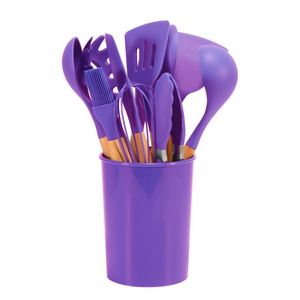 Ensemble d'ustensiles de cuisine en bois et silicone sans BPA, non toxiques, 11 pièces, avec logo personnalisé - Product Image 3