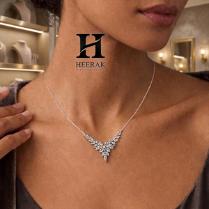 18K Gold Marquise Diamond V-<b>Necklace</b> Lab Grown Diamond Chevron <b>Statement</b> <b>Necklace</b> 925 Sterling Silver Bridal Fringe Choker - Product Image 1
