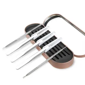 Kit d'outils de beauté pour l'abdomen, ensemble d'instruments, pour enlever les points noirs, acné, excellente qualité, en acier inoxydable, 5 pièces
