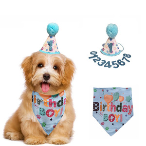 Conjunto de sombrero y pañuelo para cumpleaños de mascotas, para perros, color rosa, con número 1, accesorios para fiestas, diseño bonito, material de poliéster, para las cuatro estaciones - Product Image 3