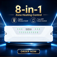 Boîtier DIN moderne pour centre de commande sans fil multizones 8 zones pour pompes à chaleur, contrôle sans fil de chauffage et de refroidissement