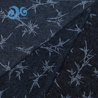 Tissu Denim Jacquard Damassé Floral Teint en Fil Écologique GC015L-7 Rayures Paisley Bleu Foncé pour Garçons Filles Unisexe Mode En Stock