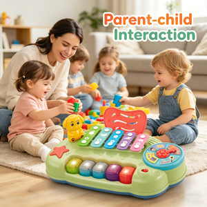 LK Toys <span class=keywords><strong>Set</strong></span> Educativo di Pianoforte, Batteria e Campanello in Plastica per Bambini 2-4 Anni - Giocattolo Musicale Educativo - Product Image 2