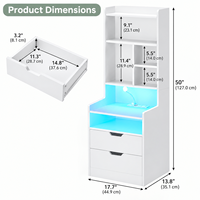 Étagère d'appoint moderne en bois blanc avec LED, table de chevet pour appartement, hôpital, salon et chambre à coucher
