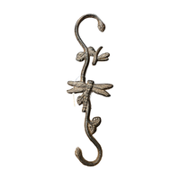 Gancho Colgante de Libélula de Hierro Fundido, Estilo Rústico y Elegante para Decoración de Jardín y Hogar