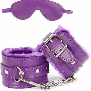 Leather & Plush <b>Eye</b> <b>Mask</b> and Handcuffs Wrist Bracelets Set for Couples-Flirting - Product Image 4