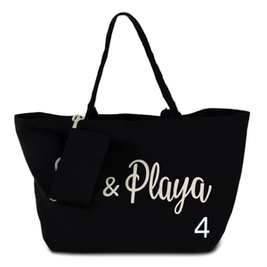 Bolso de playa de lino con letras 55x38x17cm con bolsa pequeña, bolso tote para mujer - Product Image 1