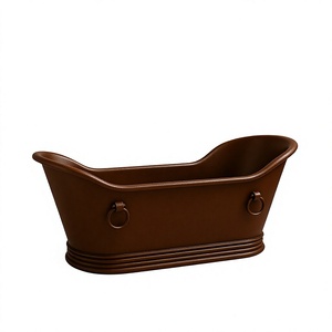 Baignoire ovale autoportante en fonte, finition marron, drain arrière, pour salle de bain, prix de gros - Product Image 4