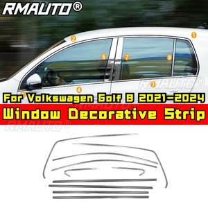 Bande décorative pour fenêtre de voiture, cadre de porte extérieur en acier inoxydable pour Volkswagen Golf 6/7/8 2021-2024, kit carrosserie, accessoires de voiture - Product Image 2