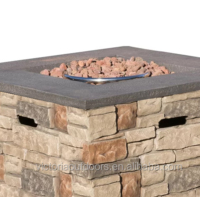 Table de foyer au gaz propane avec aspect pierre de culture GRC/béton
