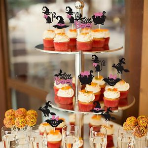 Décorations de cupcakes Halloween scintillantes roses : petits chauves-souris, chats, chapeaux de sorcière, fantômes – Idéales pour Halloween, baby shower, fête d'anniversaire - Product Image 3