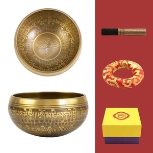 Bol chantant en cuivre du Népal fait main, sculpté avec des écritures, pour la thérapie sonore et la guérison (vente en gros) - Product Image 2