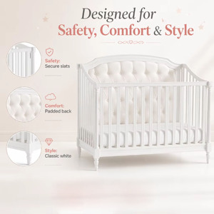 Multifunctional Baby Crib New Zealand <b>Pine</b> Wood Modern White Wooden Hospital Living Room Use Height Adjustable <b>Bed</b> - Product Image 4