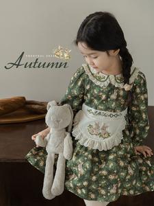 فستان صوفي أخضر مزهر للخريف من تيانزي Q3608 للفتيات بعمر 7 سنوات، مصنوع من القطن 100٪ بأكمام طويلة وتطريز أرنب لطيف، تصميم حلو ODM - Product Image 6