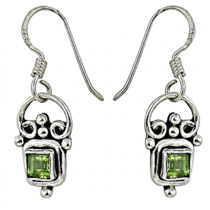 Pendientes Colgantes de Topacio Verde con Corte Cojín, Hechos a Mano en Plata Maciza, Pendientes Cuadrados de Doble Capa, Regalo de Boda para Mujer - Product Image 4