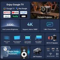 Nuevo Proyector Portátil 4K UHD con Sistema Oficial de Control por Voz de Google TV, WiFi 6 Inteligente, para Cine en Casa, Interior y Exterior, 1080P