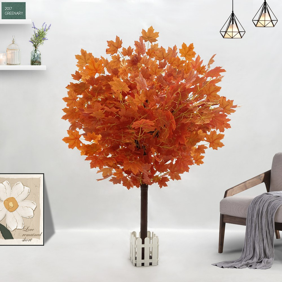 6 ft Artificial Maple Tree Round Base for Restaurant Interior Frost ...
