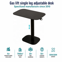 Table d'appoint réglable en hauteur avec ressort à gaz, table basse compacte en métal à pied unique, table d'appoint mobile en forme de C