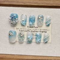 Faux ongles à presser Sweet Garden Ladybug Daisy, faits à la main, rouge et blanc, style français, courts, carrés, couvrance totale, pour filles