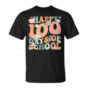 T-shirt Groovy pour le 100e jour d'école, design joyeux pour professeurs et élèves, pour la célébration des 100 jours - Product Image 1