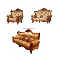 Ensemble de canapés sectionnels en tissu de style antique européen, meubles de maison traditionnels avec lit en cuir pour appartement