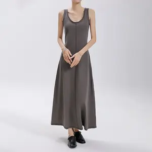 Vestidos de algodão de alta qualidade para mulheres, vestidos de emagrecimento com costura reversa e design