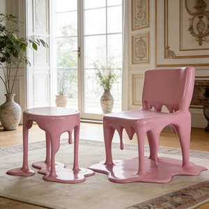 Set Tavolo e Sedie Artistico con Effetto Goccia di Cera Irregolare, Colore e Materiale Personalizzabili - Product Image 1