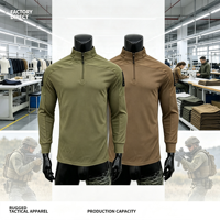Camiseta Táctica de Forro Polar con Media Cremallera, Manga Larga, Cuello Alto, Transpirable, para Senderismo, Caza, Entrenamiento, Pullover Táctico