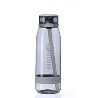 Bouteille d'eau noire transparente antidérapante Yiben 620 ml avec paille