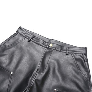 BINBEIER Nuova Tendenza Abbigliamento di Qualità, Pantaloncini <span class=keywords><strong>in</strong></span> <span class=keywords><strong>Pelle</strong></span> da Uomo Personalizzati, Stile Casual con Zip, Morbidi, Lunghezza al Ginocchio, con Tasche Applicate - Product Image 5