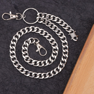 Cadena de cintura metálica gruesa YueliSilver con colgante de púas, estilo hip hop, para uso diario, cadena corporal de moda con diseño de doble anillo. - Product Image 4