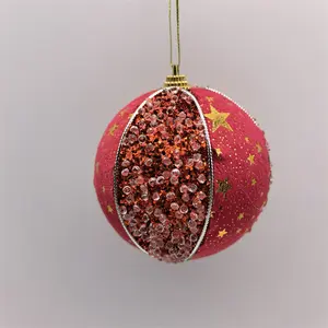 Popular Sale Decoration Hanging Balls 10cm Star Pattern Decor Luxury Foam Christmas Ball