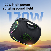 Altavoz Inalámbrico Impermeable de 120W con Luces LED RGB, Portátil con Batería para Karaoke y Fiestas al Aire Libre, Modelo ZE01