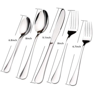 Bộ dao dĩa thìa ăn dã ngoại cao cấp bằng thép không gỉ 410, màu bạc, dùng làm quà tặng, bộ đồ ăn dùng trong đám cưới - Product Image 2