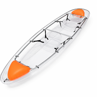 Kayak transparent en polycarbonate, modèle tandem, idéal pour les excursions aquatiques en lac et les loisirs nautiques – Vente en gros usine