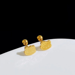 Gaby 18K 24K <b>Gold</b> Plated Stainless Steel <b>Heart</b> Shape Zircon Fashion Stud <b>Earrings</b> for Women's Anniversary - Product Image 3