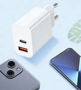 OEM pesanan selamat datang PD20W pengisi daya standar Eropa bersertifikat CE untuk Apple A + C Port Ganda multifungsi pengisi daya Cepat