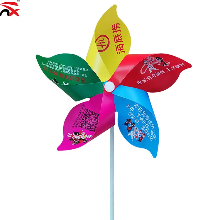Großhandel hochwertige DIY Logo Druck Kunststoff benutzer definierte <span class=keywords><strong>Windmühle</strong></span> Geschenk für Kinder Spielzeug und Garten dekorativ