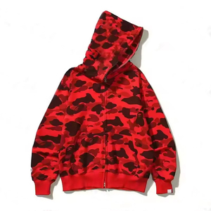 Sudadera con Capucha y Cremallera Completa de Alta Calidad 2026 Bapees Camuflaje Tiburón, de Algodón, para Hombre, Mujer, Unisex, Estilo Urbano - Product Image 4