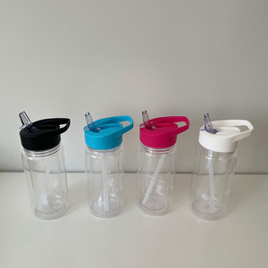Vaso de Plástico de Doble Pared Estilo Lata de Refresco de 10oz para Niños, con Pajita y Orificio Inferior para Decoración DIY con Lentejuelas y Globo de Nieve - Product Image 3