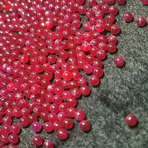 Redleaf Jewelry High quality Synthetic Corundum Gems Star Ruby Round Beads Red Ruby