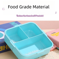 Boîte à lunch bento en plastique réutilisable pour enfants W13 Animal, 3 compartiments, éléphant, boîte à lunch en PP pour enfants
